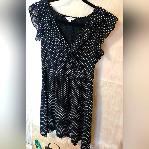 Alfred Sung Black and White Flutter Sleeve Ruffled A-line Midi Dress - Picture 2 of 9